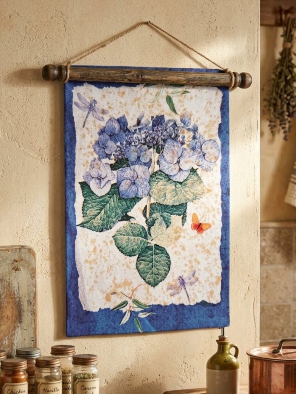 Blue Hydrangea Wall Hanging Flag NIP